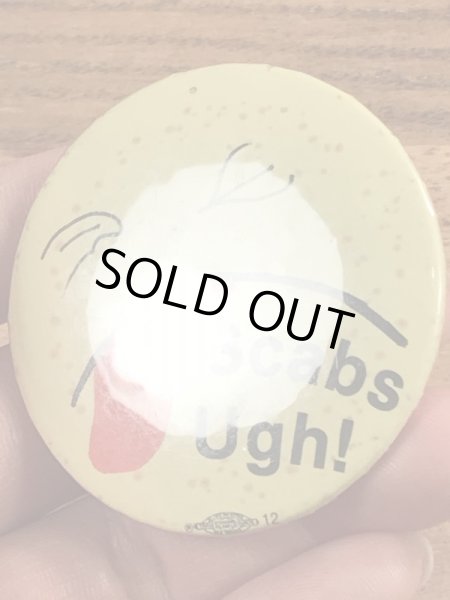 70’sのScabs Ugh!のスマイルフェイスのヴィンテージの缶バッチ