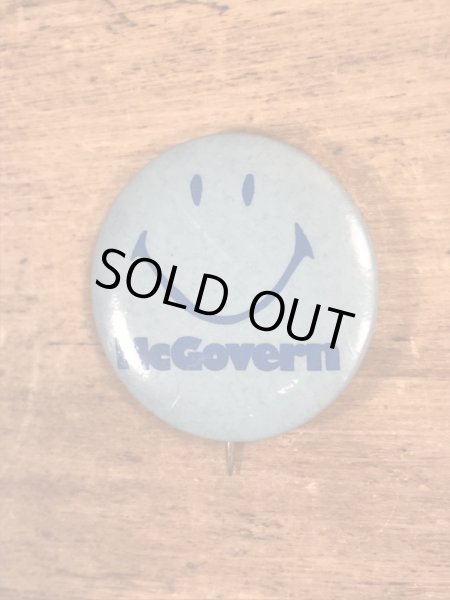 70’sのスマイルフェイスのヴィンテージの缶バッチ