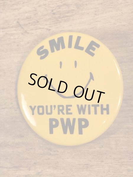 70’sの企業物のスマイルのヴィンテージの缶バッチ