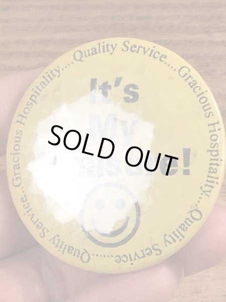 70’sの企業物のスマイルフェイスのヴィンテージの缶バッジ