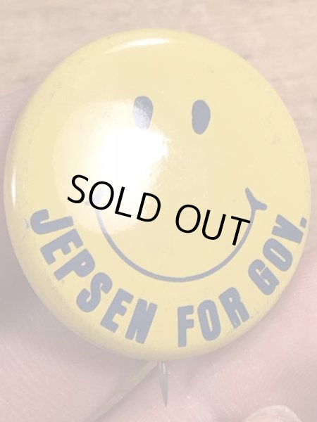 70年代頃のJepsen For Gov.のスマイルのビンテージの缶バッジ