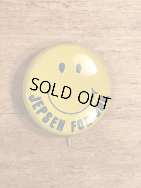 70年代頃のJepsen For Gov.のスマイルのビンテージの缶バッジ