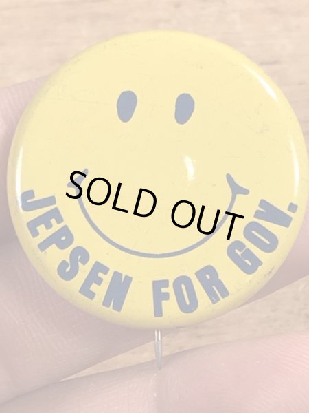 70年代頃のJepsen For Gov.のスマイルのビンテージの缶バッジ