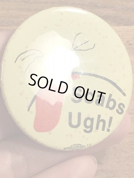 70年代頃のScabs Ugh!のスマイルのビンテージの缶バッジ