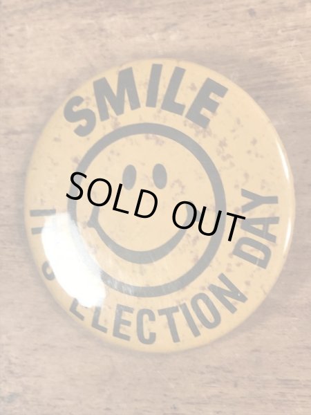 70’sの企業物のスマイルのヴィンテージの缶バッチ