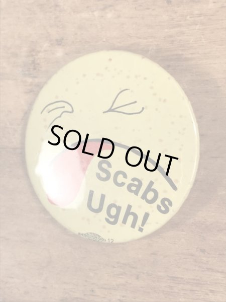 70’sのScabs Ugh!のスマイルフェイスのヴィンテージの缶バッチ