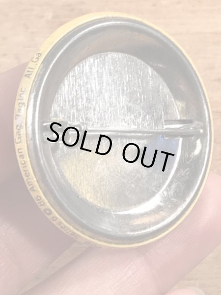 80’sのメッセージとスマイルが描かれたヴィンテージの缶バッジ