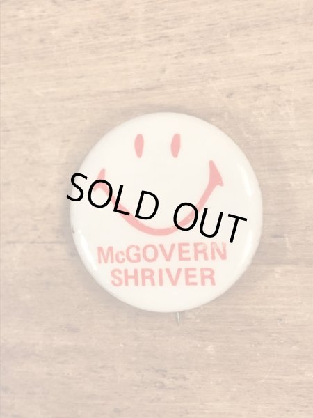 70’sの選挙時のスマイルフェイスが描かれたヴィンテージの缶バッチ