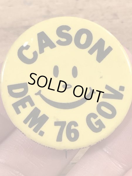 70年代頃のCason Dam.76 Gov.のスマイルフェイスのビンテージの缶バッジ