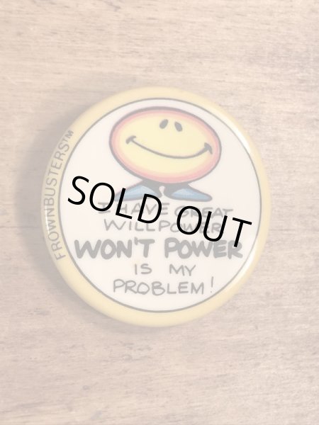 80年代頃のメッセージとスマイルが描かれたビンテージの缶バッチ