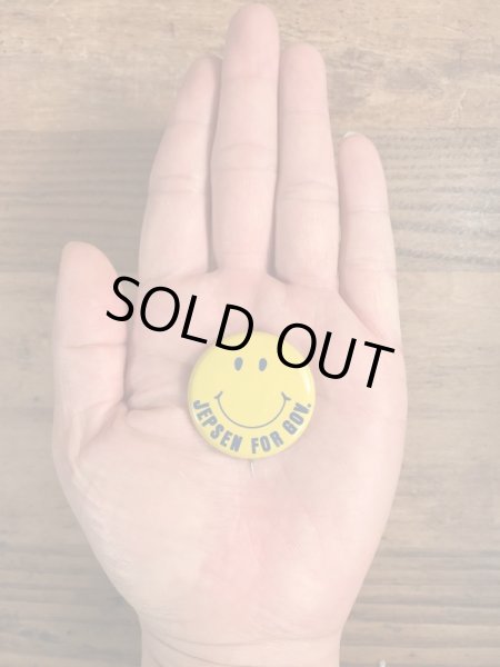 70年代頃のJepsen For Gov.のスマイルのビンテージの缶バッジ