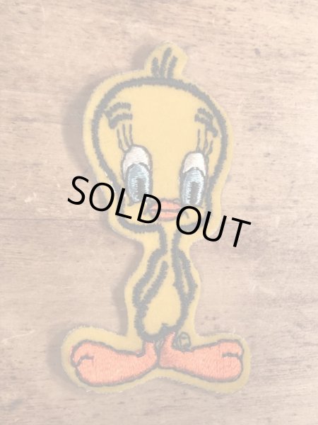 70年代頃のルーニーテューンズのトゥイーティーのビンテージの刺繡ワッペン