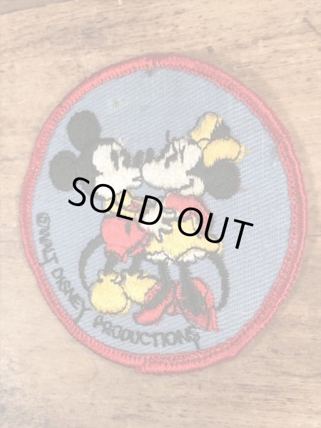 70’sのディズニーのミッキーマウスとミニーマウスのヴィンテージの刺繡パッチ
