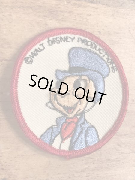 70年代頃のディズニーのジミニークリケットのビンテージの刺繡ワッペン