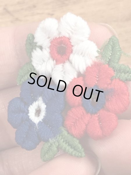 70’sのフラワーのヴィンテージの刺繡パッチ