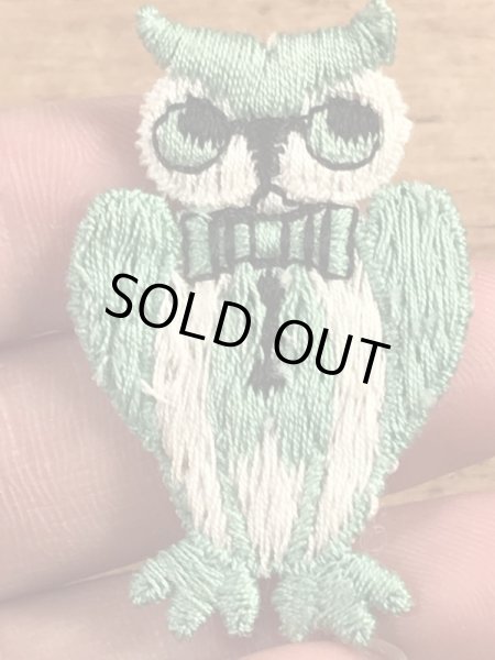 70年代頃のフクロウのビンテージの刺繡ワッペン