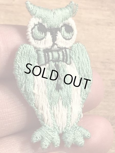 70年代頃のフクロウのビンテージの刺繡ワッペン