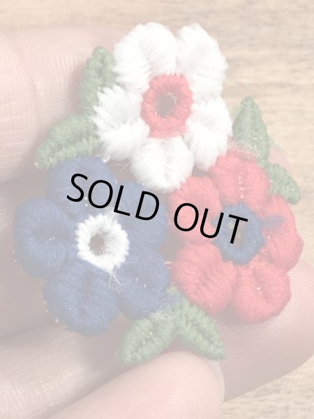 70年代頃の花のビンテージの刺繡ワッペン