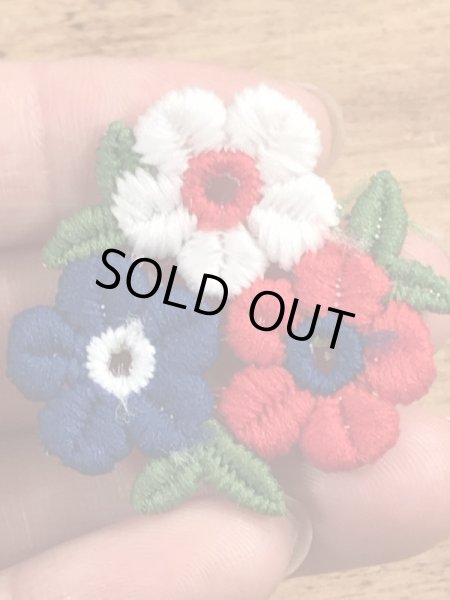 70年代頃の花のビンテージの刺繡ワッペン