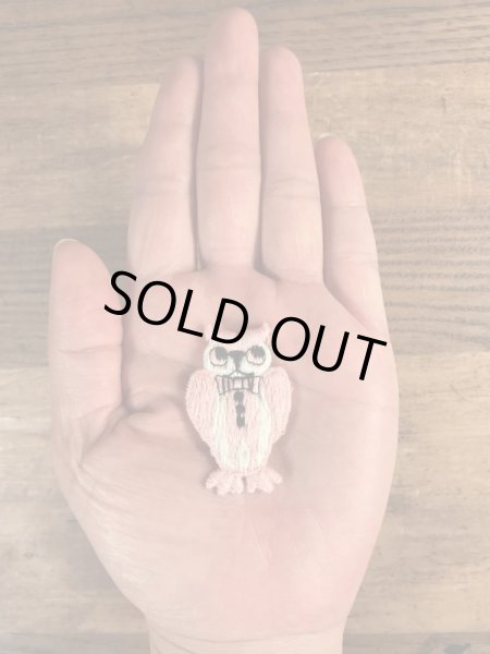 70年代頃のフクロウのビンテージの刺繡ワッペン