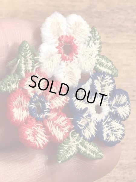 70’sのフラワーのヴィンテージの刺繡パッチ