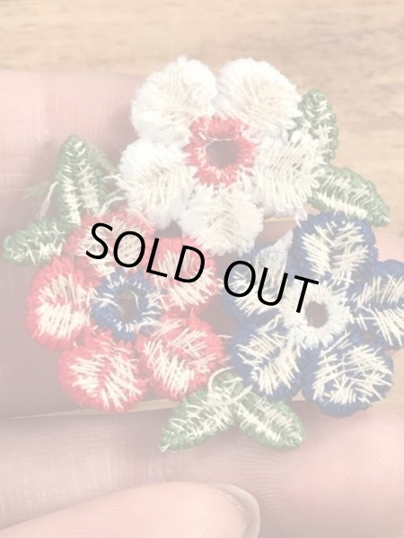 70’sのフラワーのヴィンテージの刺繡パッチ