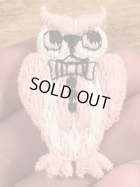 70年代頃のフクロウのビンテージの刺繡ワッペン