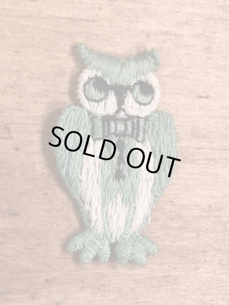 70年代頃のフクロウのビンテージの刺繡ワッペン