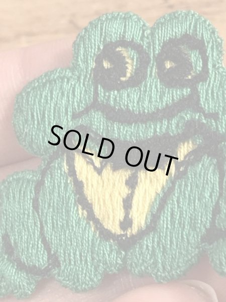 70年代頃のカエルのビンテージの刺繡ワッペン