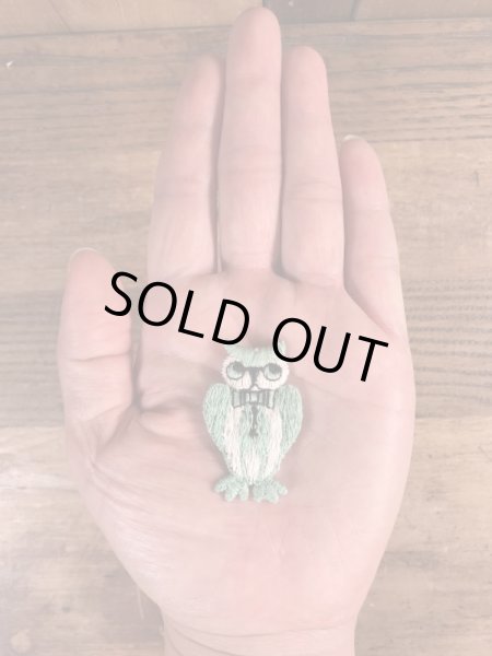 70年代頃のフクロウのビンテージの刺繡ワッペン