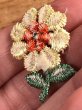 70年代頃の花のビンテージの刺繡ワッペン