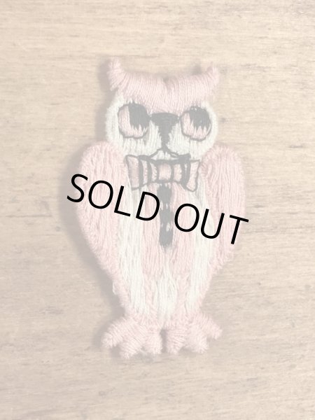 70年代頃のフクロウのビンテージの刺繡ワッペン