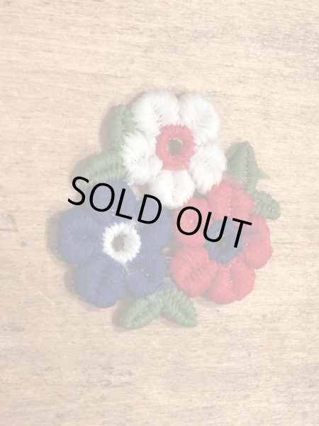 70年代頃の花のビンテージの刺繡ワッペン