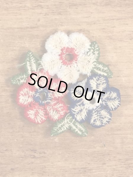 70’sのフラワーのヴィンテージの刺繡パッチ