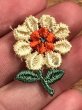 70年代頃の花のビンテージの刺繡ワッペン