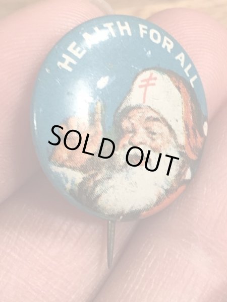 30〜40年代頃の総主教クロスのサンタクロースのビンテージの缶バッジ