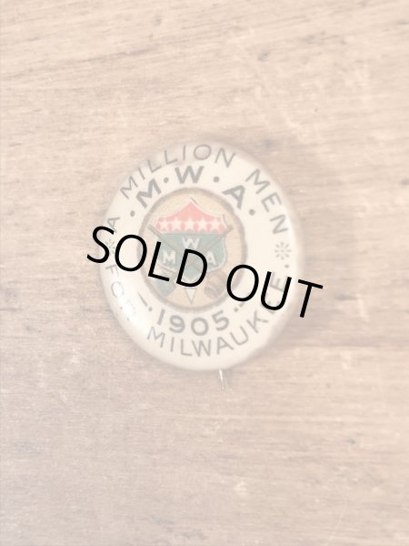 1900’s頃のアメリカの共済組合のヴィンテージの缶バッジ