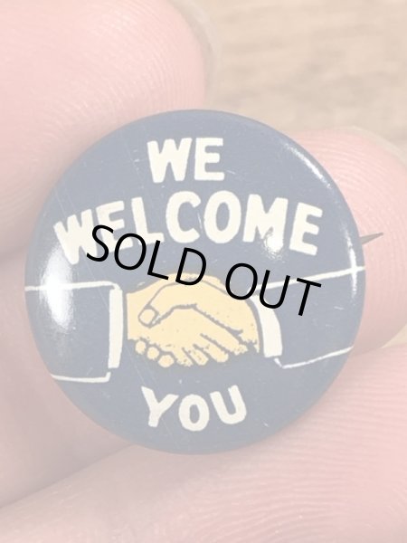 〜40年代頃のシェイクハンドのビンテージの缶バッジ