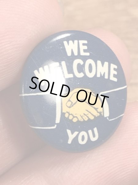 〜40年代頃のシェイクハンドのビンテージの缶バッジ