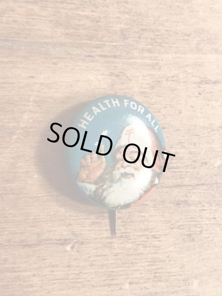 30〜40年代頃の総主教クロスのサンタクロースのビンテージの缶バッジ