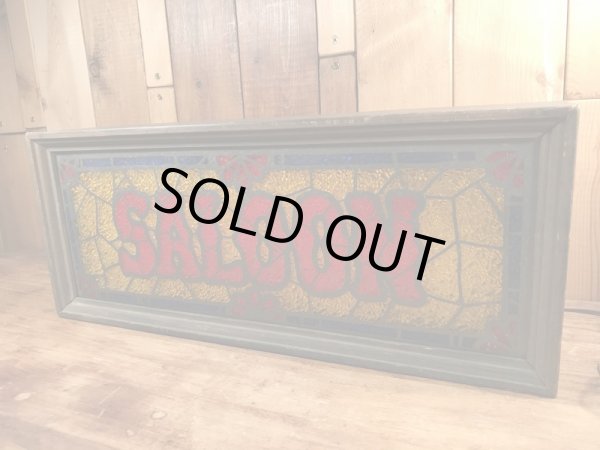 70年代頃のSaloonのステンドグラス風のビンテージのライトアップサイン