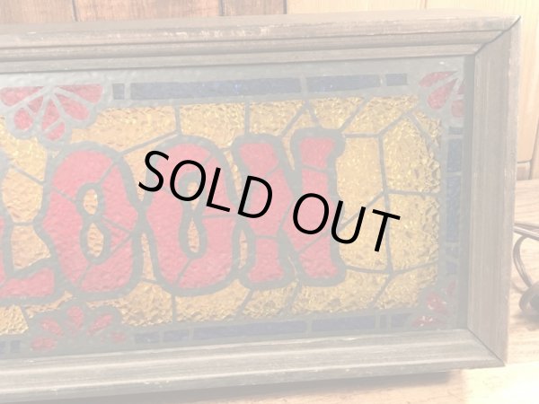 70年代頃のSaloonのステンドグラス風のビンテージのライトアップサイン