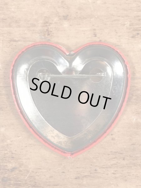 70’sのミッキー＆ミニーマウスのハート形のヴィンテージの缶バッチ