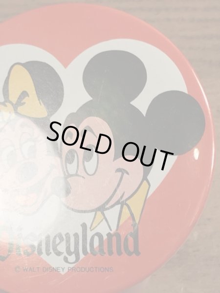 70’sのディズニーランドのミッキー＆ミニーマウスのヴィンテージの缶バッチ