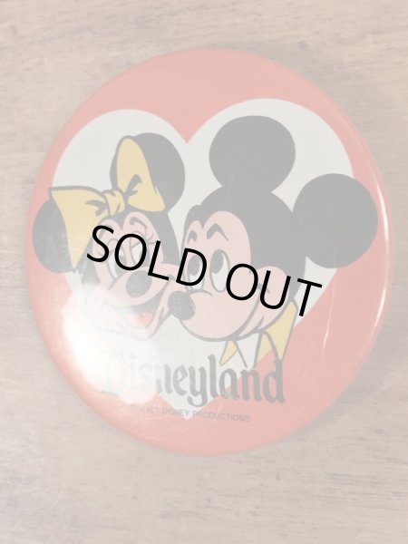 70’sのディズニーランドのミッキー＆ミニーマウスのヴィンテージの缶バッチ