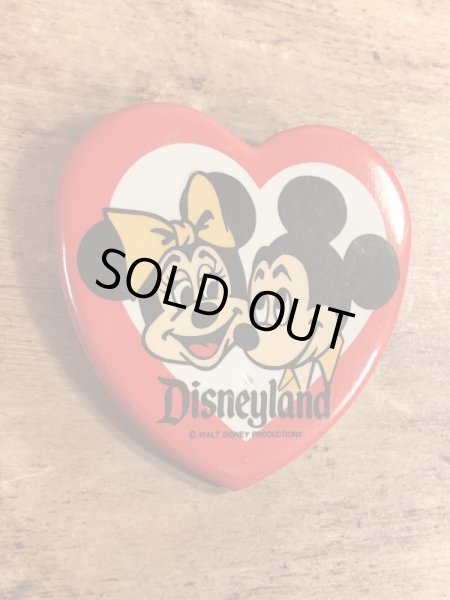 70年代頃のディズニーのミッキー＆ミニーマウスのビンテージの缶バッジ