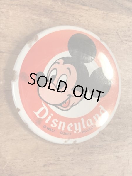 70年代頃のディズニーランドのミッキーマウスのビンテージの缶バッジ