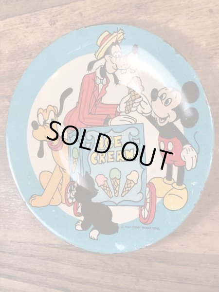 60〜70’sのミッキーマウスのアイスクリームショップが描かれたヴィンテージのメタルディッシュ