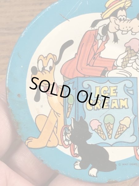 60〜70年代頃のディズニーキャラクターのアイスクリームショップが描かれたビンテージのお皿