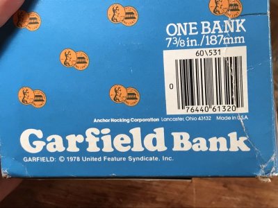 画像2: Anchor Hocking Garfield Glass Coin Bank　ガーフィールド　ビンテージ　コインバンク　アンカーホッキング　80年代